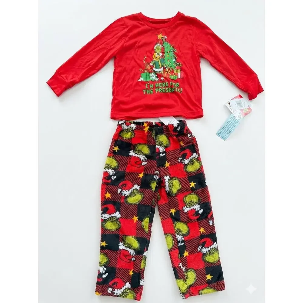 NEW! Size 4T Dr Seuss The Grinch Pajamas Buffalo Plaid Matching Family Sleepwear